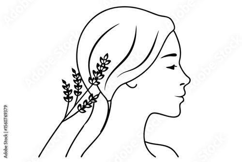 Woman profile with lavender face head