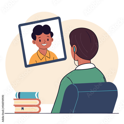 Online Learning Session Between Teacher and Student Connecting Through Technology