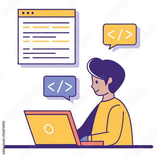 Young programmer coding on laptop learning computer science skills for future success