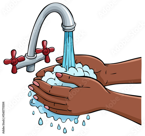 Hands being washed under running water 