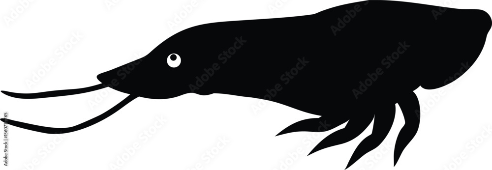 Obraz premium Simple black and white vector illustration of a sea creature silhouette with a white background