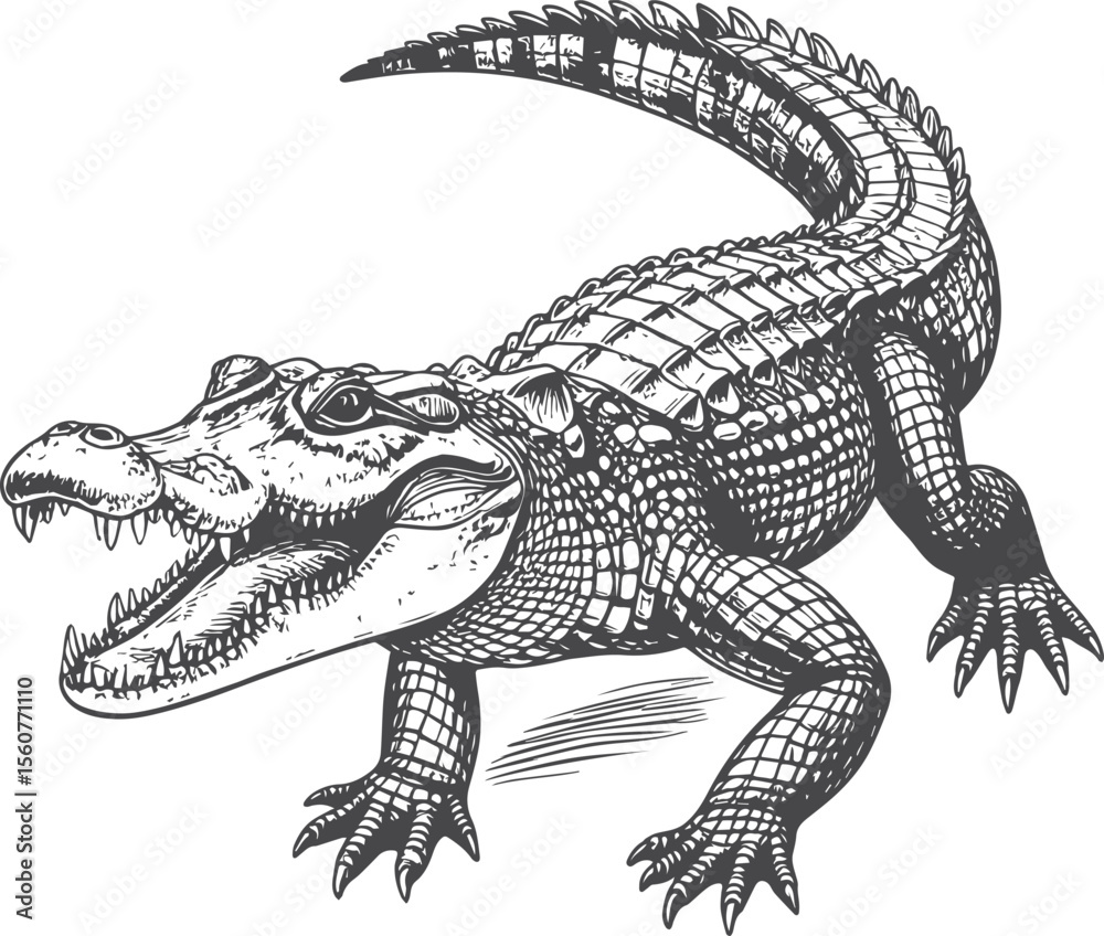 Naklejka premium Hand-Drawn Alligator Illustration