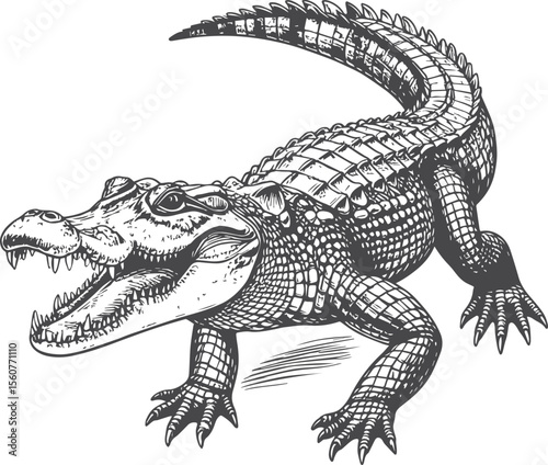 Hand-Drawn Alligator Illustration