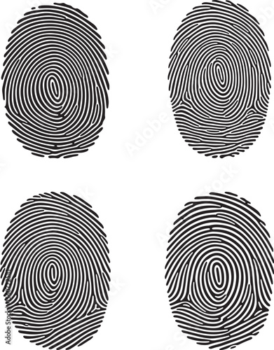 Fingerprint Identity Scan Silhouette Vector Set vector illustration