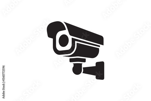 A cc tv camera silhouette with a simple, understated design set against a white background Simple