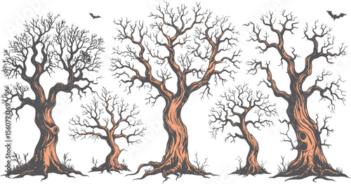 Haunted Grove: Collection of Spooky Bare Trees