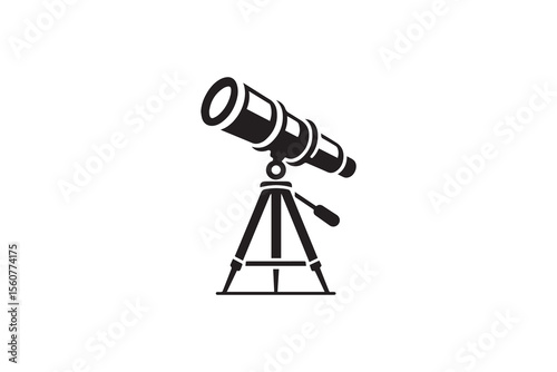 A telescope   silhouette with a simple, understated design set against a white background Simple