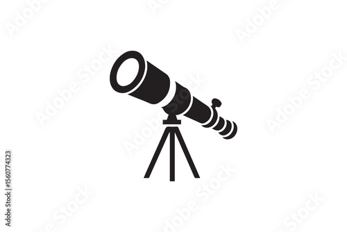 A telescope   silhouette with a simple, understated design set against a white background Simple