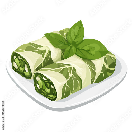 Flat 2D Cabbage Rolls illustration, vector graphic in icon style, on white background