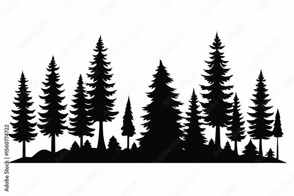 Obraz premium Collection of black silhouette tropical trees and plants