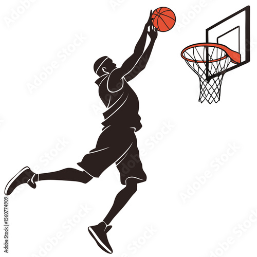 Silhouette of Basketball Player Shooting