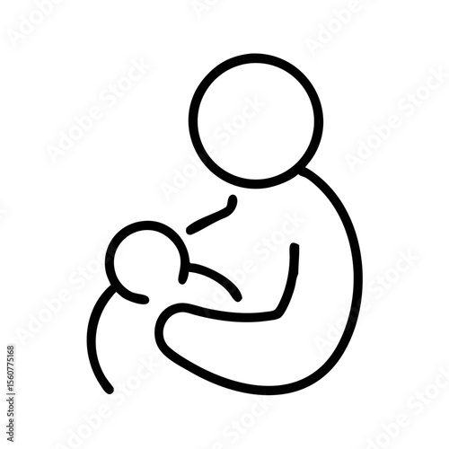 Breastfeeding mother icon in black outline style on white background