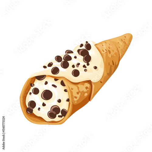 Flat 2D Cannoli illustration, vector graphic in icon style, on white background