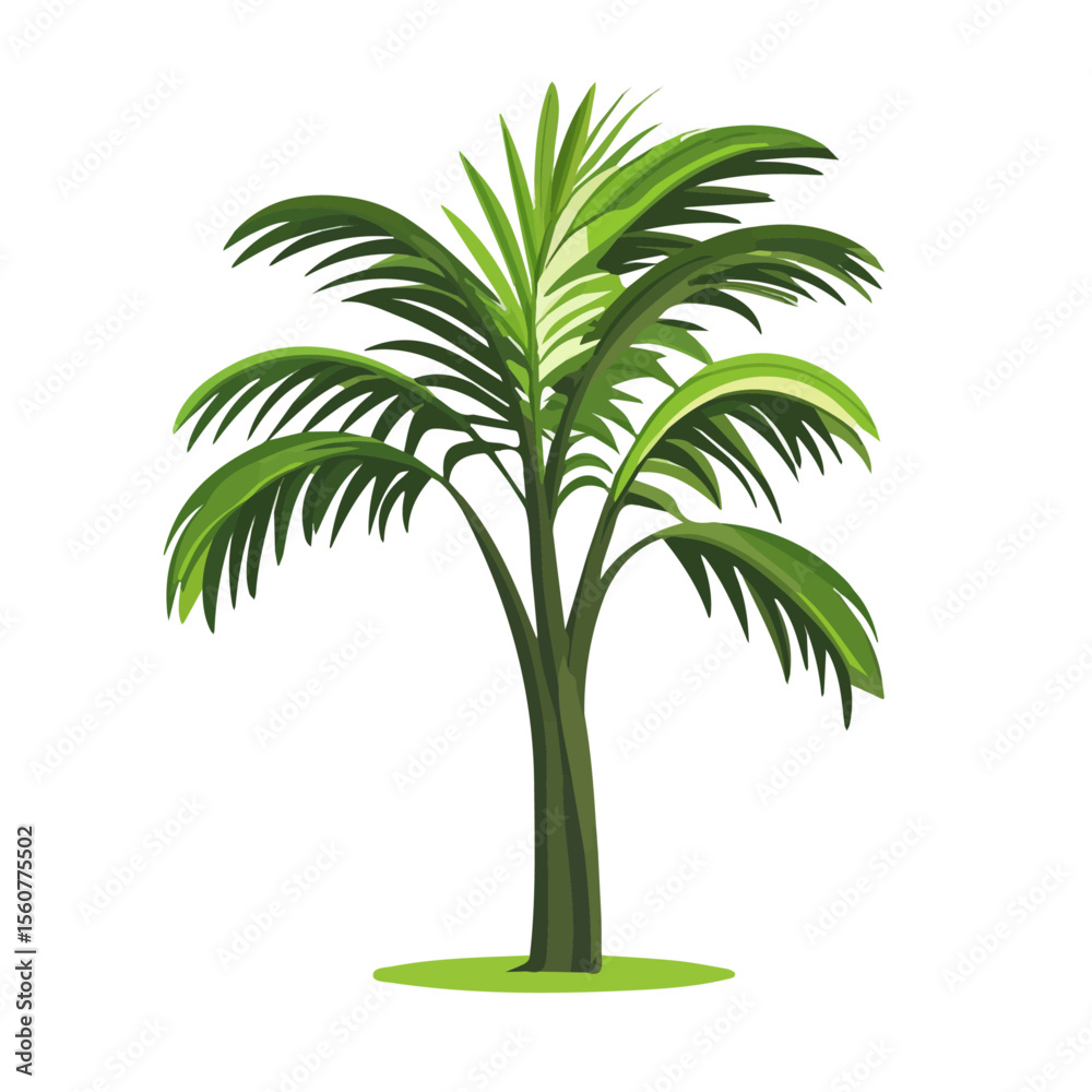 Fototapeta premium 2D flat vector illustration of a Areca Palm in icon style, isolated on white background