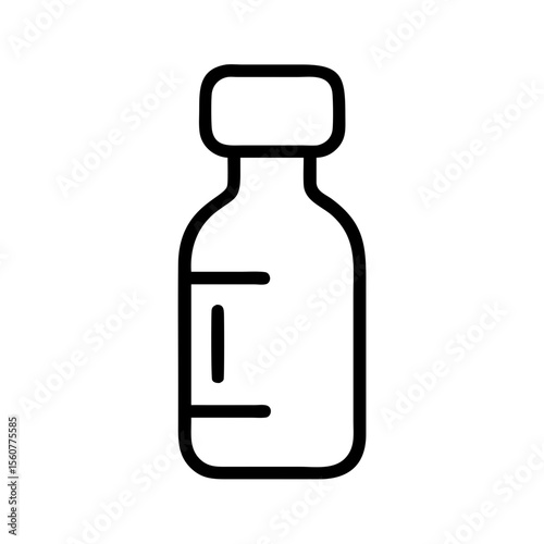 Vaccine vial icon in black outline style on white background