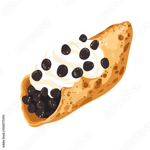 2D flat vector illustration of a Cannoli in icon style, isolated on white background