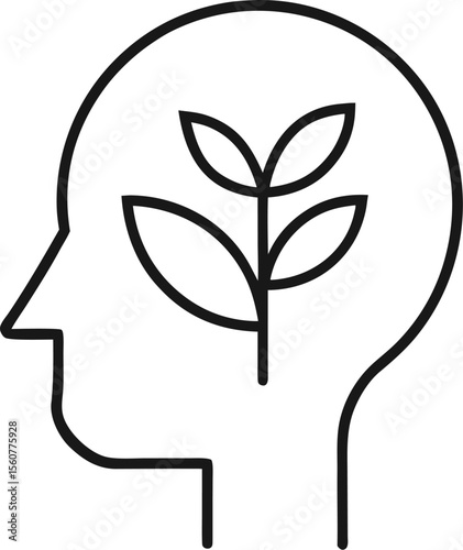 Meditation and Mental Growth Outline Icon
