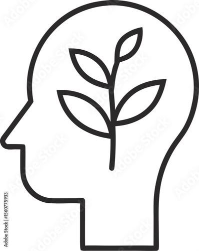 Meditation and Mental Growth Outline Icon