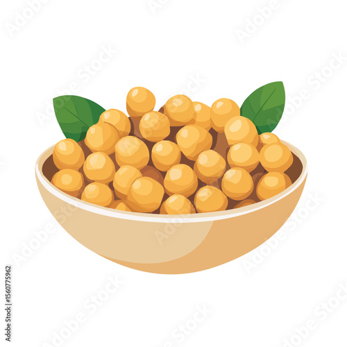 2D flat vector illustration of a Chickpeas in icon style, isolated on white background