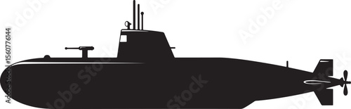 Submarine Underwater Vessel Silhouette vector illustration