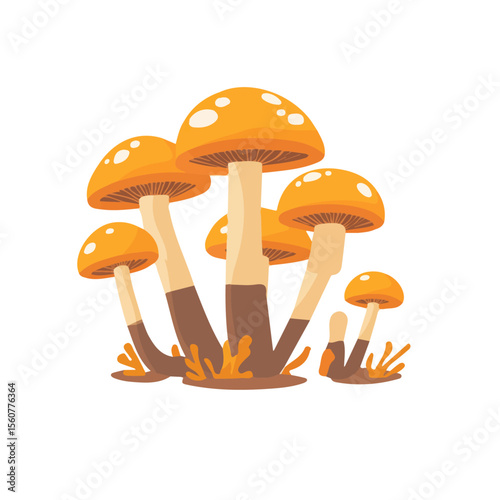 2D flat vector illustration of a Cordyceps Mushroom in icon style, isolated on white background