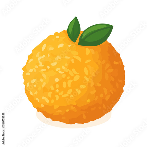 2D flat vector illustration of a Arancini in icon style, isolated on white background