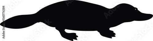 Silhouette illustration of a platypus showing its distinctive bill and webbed feet