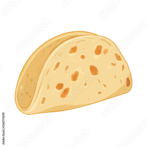 Flat 2D Chapati illustration, vector graphic in icon style, on white background