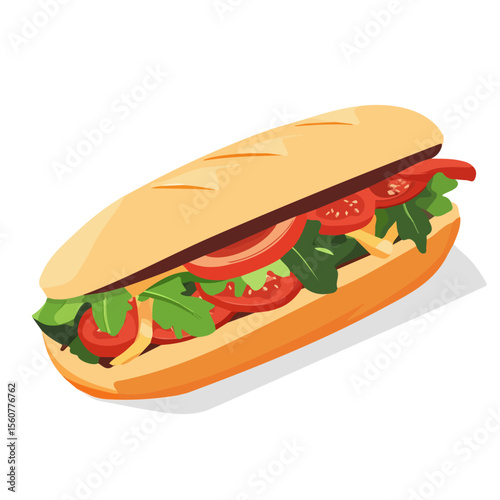 Banh Mi, flat style 2D vector image, isolated on a white background