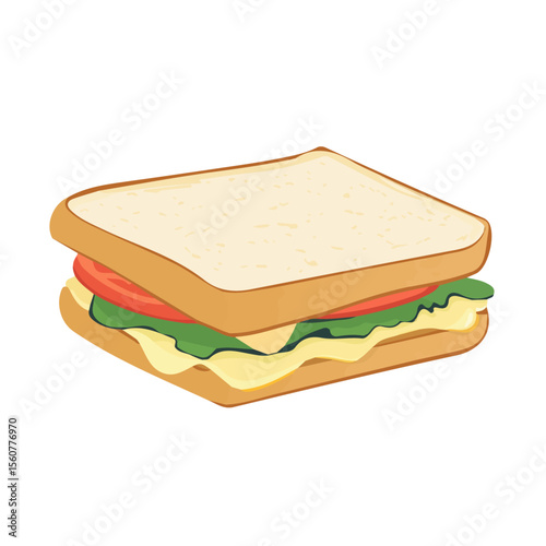 Minimal flat vector of a Brie Sandwich, 2D icon-style illustration on white background