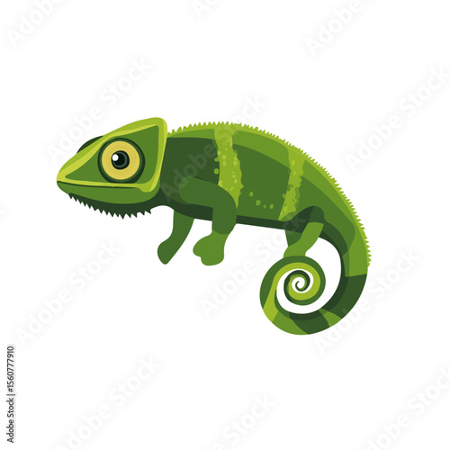 2D flat vector illustration of a Chameleon in icon style, isolated on white background