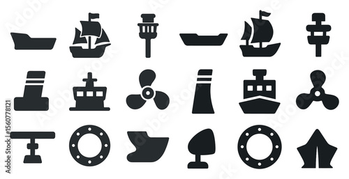 Collection of ship icons, including a boat, a ship, a boat, a ship, a boat, a ship, a boat, a ship, a boat, a ship, a boat, a ship, a boat, and a boat
