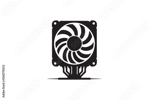 A cpu coller silhouette with a simple, understated design set against a white background Simple