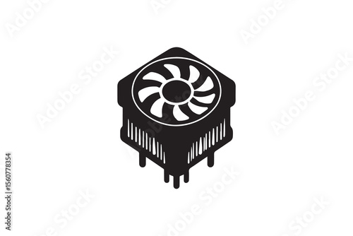 A cpu coller silhouette with a simple, understated design set against a white background Simple