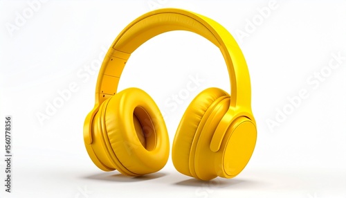 Yellow headphone isolated on white