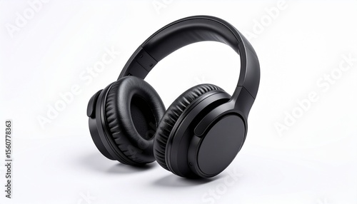 Black headphone isolated on white 