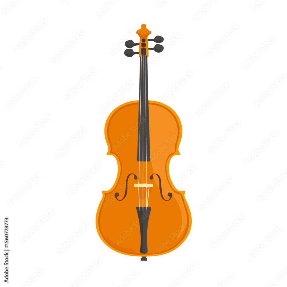 Obraz premium Flat 2D Cello Bow illustration, vector graphic in icon style, on white background