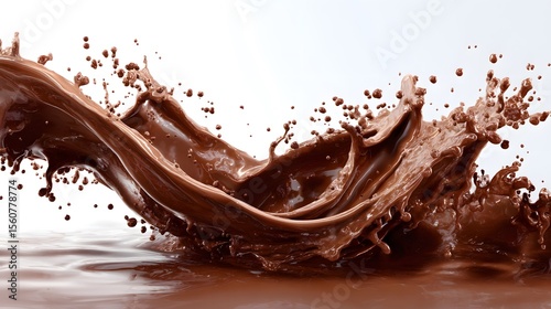 Rich Chocolate Liquid Splash - Dynamic Brown Swirl on White Background