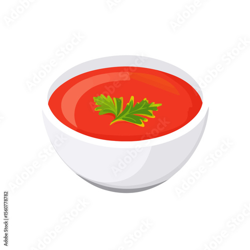 Borscht, flat style 2D vector image, isolated on a white background