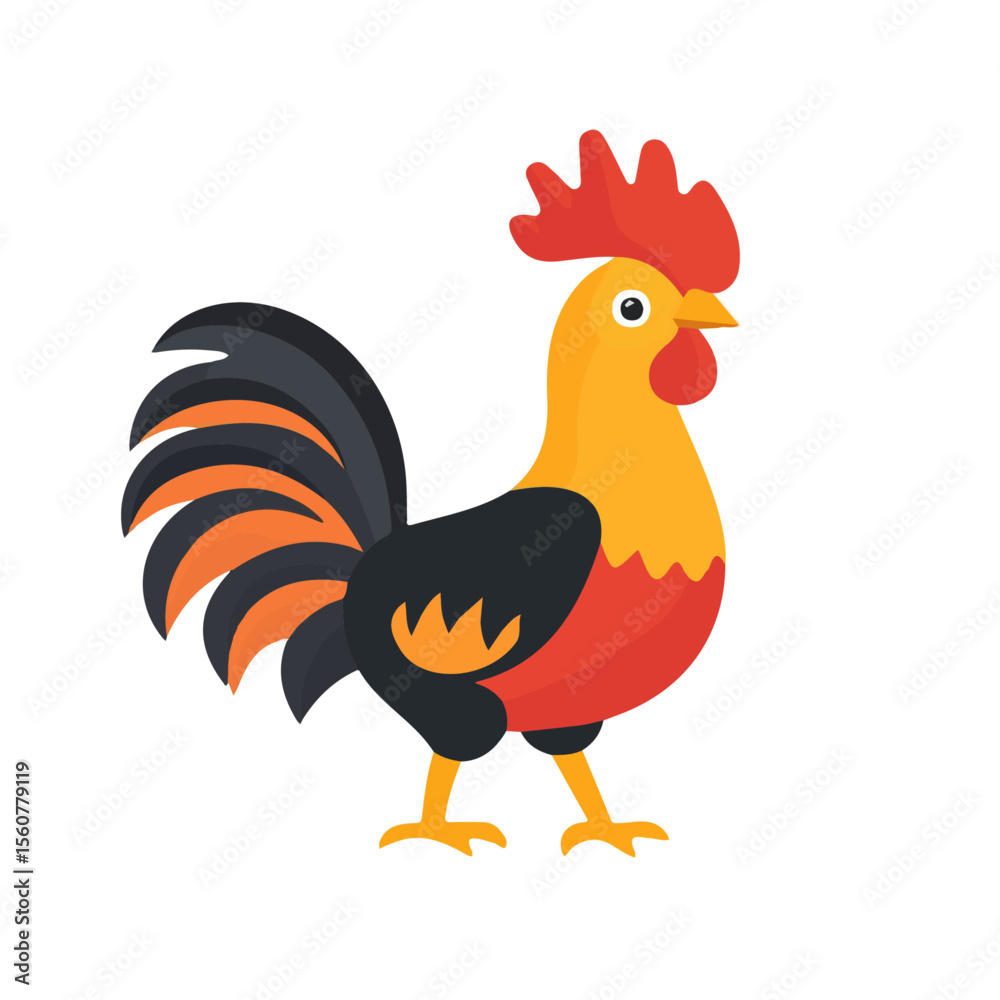 Fototapeta premium Minimal flat vector of a Cassican, 2D icon-style illustration on white background