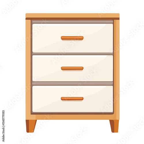 Cabinet With Drawers, flat style 2D vector image, isolated on a white background