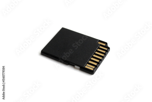 There is a black flash drive on a white background.