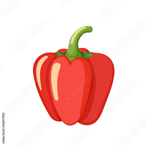 2D flat vector illustration of a Bell Pepper in icon style, isolated on white background