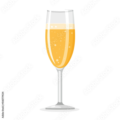 Minimal flat vector of a Champagne, 2D icon-style illustration on white background