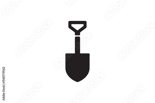 A shovel  silhouette with a simple, understated design set against a white background Simple