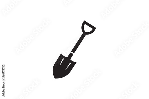 A shovel  silhouette with a simple, understated design set against a white background Simple