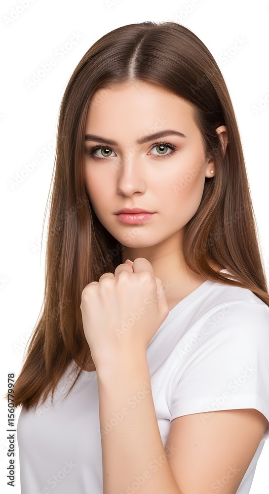 Naklejka premium Portrait of a Young Woman with Determined Expression