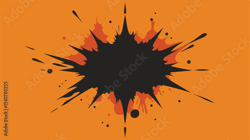 Abstract black explosion graphic design element with transparency suitable for various designs