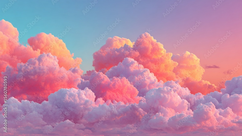 Cotton candy clouds fill the sky with vibrant pink and orange colors as the sun sets on the horizon, creating a tranquil atmosphere perfect for reflection and appreciation of nature. Cotton candy clouds fill the sky with vibrant pink and orange colors as the sun sets on the horizon, creating a tranquil atmosphere perfect for reflection and appreciation of nature.