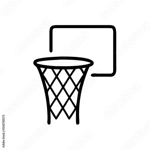 Basketball net and hoop outline icon design in minimalist style  